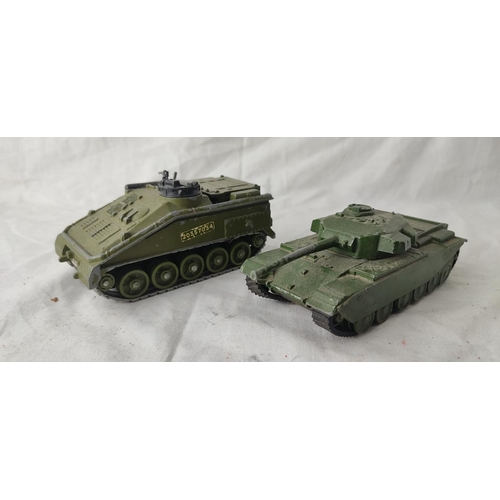 495 - Two Dinky Toys military tanks - Cenurion Tank 651 and Striker.