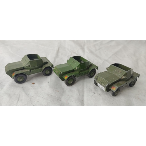 498 - Three vintage Dinky Toys 673 Scout cars.