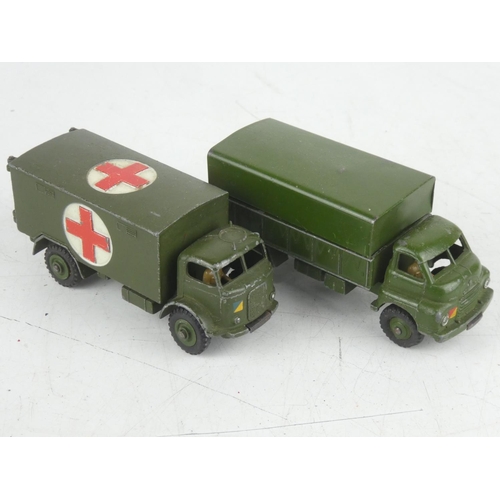 501 - A vintage Dinky Toys 3ton Army Wagon and military ambulance.