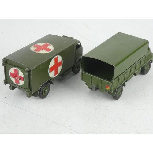 501 - A vintage Dinky Toys 3ton Army Wagon and military ambulance.