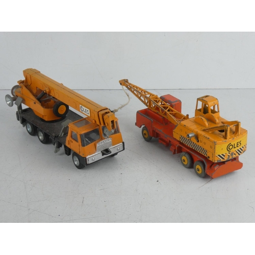 530 - A vintage Dinky Toys 20ton lorry mounted crane and a Dinky Toys Coles Hydra truck.