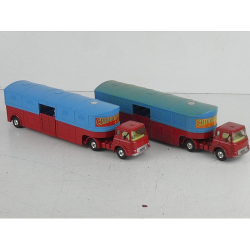 531 - Two vintage Corgi Major Toys articulated horse box - Chipperfields Cricus.