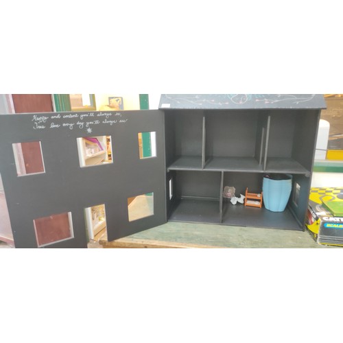 2 - A large handmade wooden dolls house.