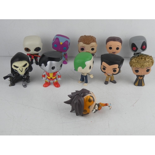 10 - A collection of 11 Funko Pops, to include Deadpool, Wolverine, Vision & more.