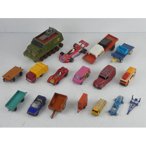 17 - An assortment of play worn cars etc to include Dinky, Matchbox & Corgi.