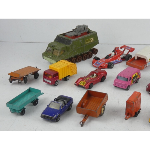 17 - An assortment of play worn cars etc to include Dinky, Matchbox & Corgi.