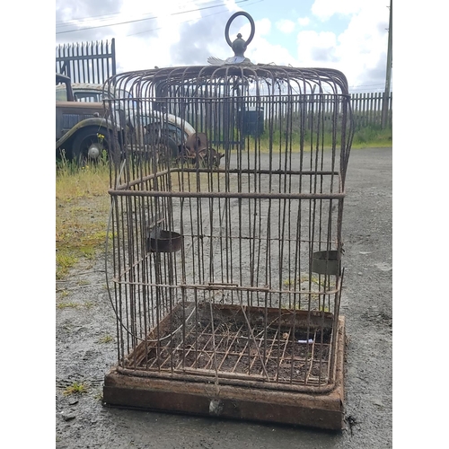 1 - A large vintage brass birdcage.