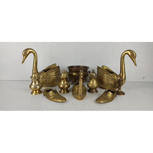 36 - An assortment of decorative brassware.