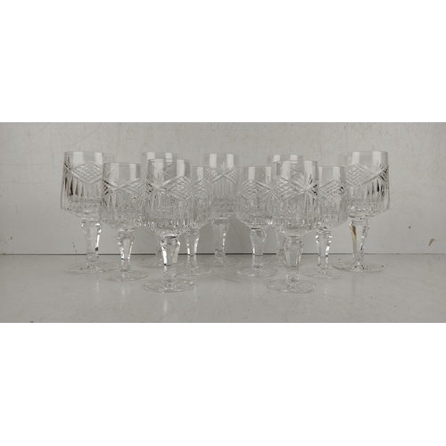 41 - A set of five and a set of six crystal glasses.