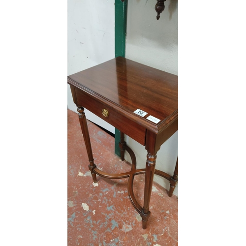 52 - A mahogany hall table with drawer. 50x36x80cm