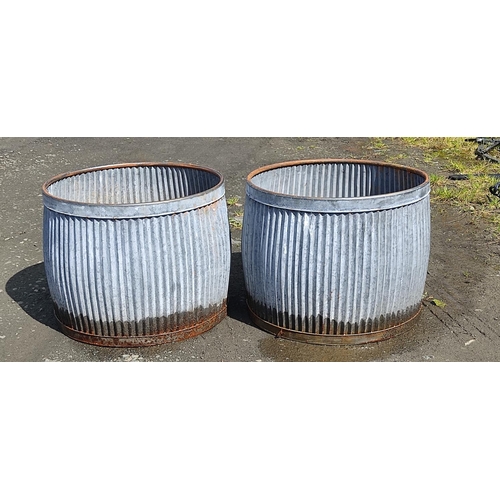 6 - A pair of large vintage galvanised washtub dolly tubs.