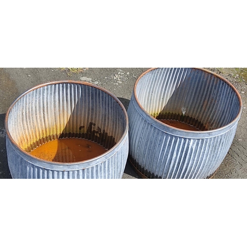 6 - A pair of large vintage galvanised washtub dolly tubs.