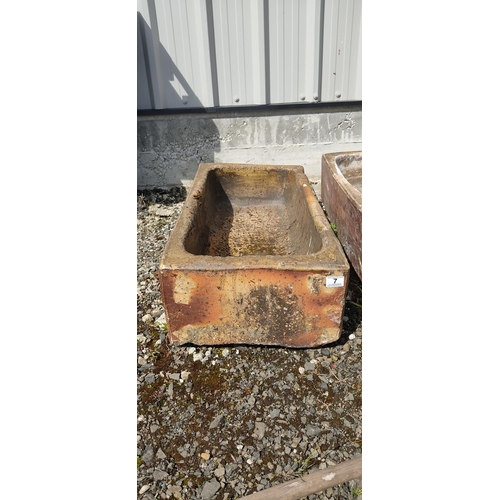 7 - A large antique/ Victorian Kilmarnock salt glazed trough/ planter, 82cm x 42cm x 23cm.