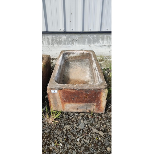 8 - A large antique/ Victorian Kilmarnock salt glazed trough/ planter, 81cm x 43cm x 23cm.