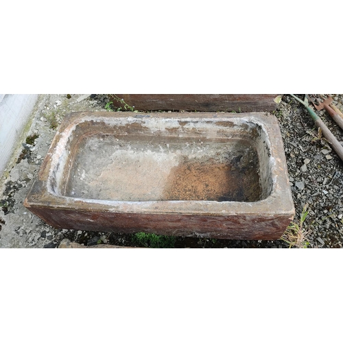 8 - A large antique/ Victorian Kilmarnock salt glazed trough/ planter, 81cm x 43cm x 23cm.