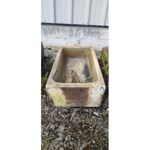 9 - A large antique/ Victorian salt glazed trough/ planter, 82cm x 44cm x 23cm.