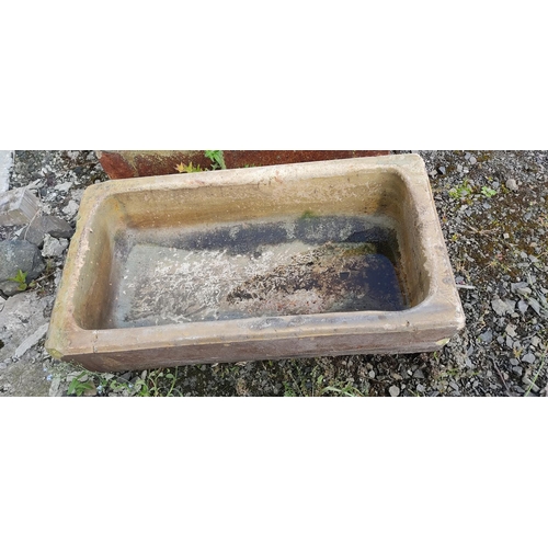 9 - A large antique/ Victorian salt glazed trough/ planter, 82cm x 44cm x 23cm.