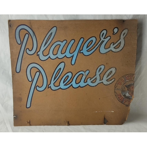 45 - A vintage card 'Players Please' advertising sign. 44x38cm.