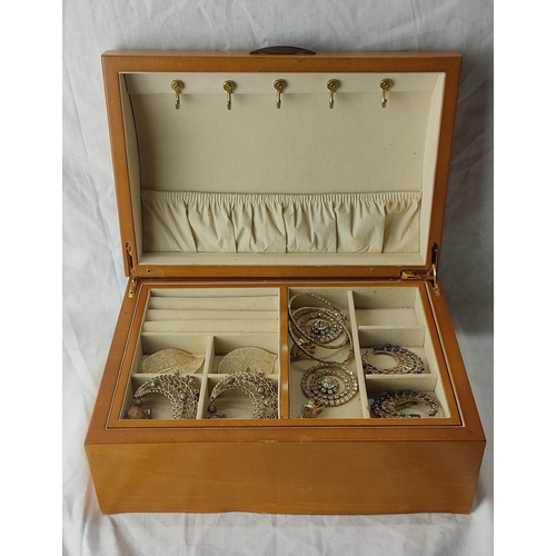 55 - A decorative jewellery case (a/f) with lot of assorted costume jewellery.