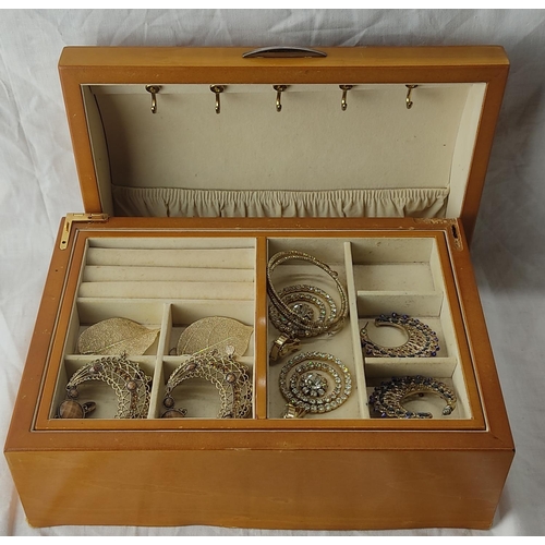 55 - A decorative jewellery case (a/f) with lot of assorted costume jewellery.