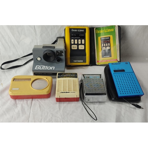 63 - A vintage ToyTronic brain wave game, a vintage The Button polaroid land camera and more.