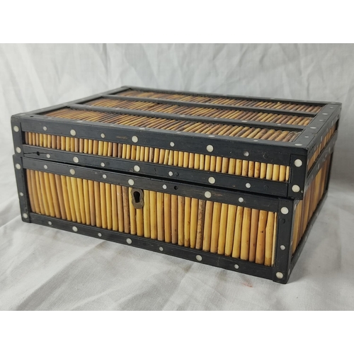 84 - A vintage porcupine quill jewellery box (a/f).