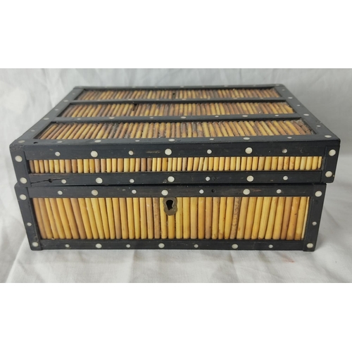 84 - A vintage porcupine quill jewellery box (a/f).