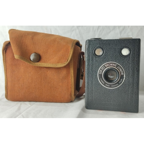 85 - A vintage canvas cased 'Six-20 Brownie Junior' camera.