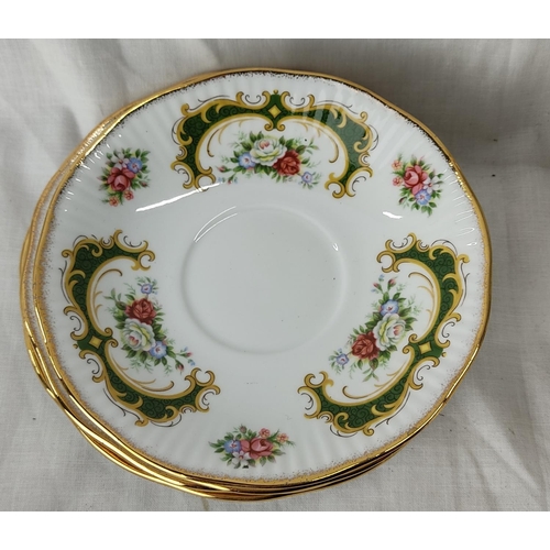 90 - A Queen's fine bone china tea set including cake plate, milk jug and sugar bowl.