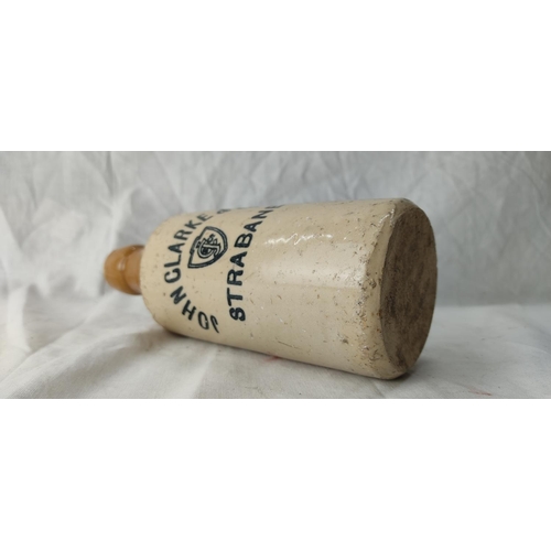 91 - An antique stoneware beer bottle 'John Clarke & Co, Strabane'.