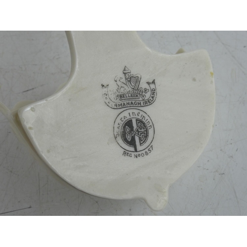 125 - A 3rd period Belleek pottery holy water font.