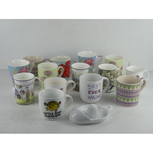 186 - A large lot of assorted mugs to include Queens bone china, Aynsley, Johnston Brothers and more.