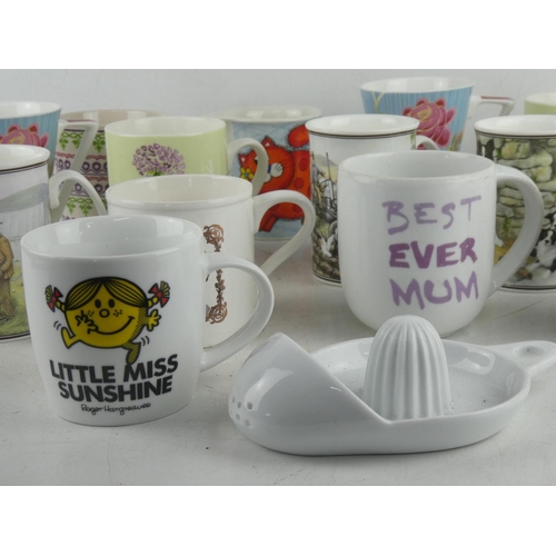186 - A large lot of assorted mugs to include Queens bone china, Aynsley, Johnston Brothers and more.