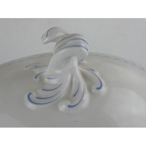 198 - A German pottery blue and white patterned lidded tureen.