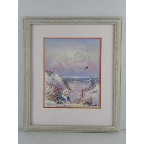 199 - A framed oil painting of a beach scene signed W Brian.