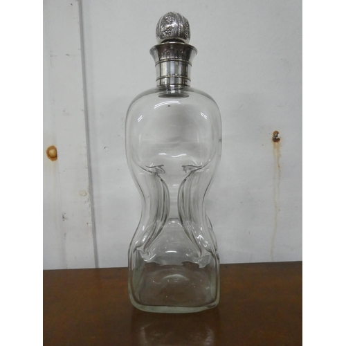 225 - A stunning antique decanter with sterling silver collar & stopper.