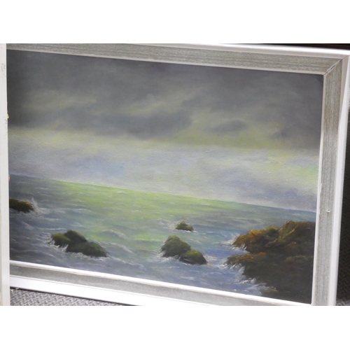 459 - Three large vintage framed oil paintings signed F Mossendeur, measuring including frame 85cm x 58cm.