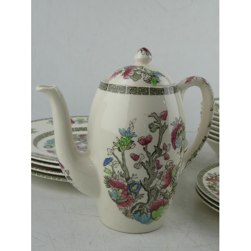 487 - A lot of Johnston Bros, England 'Indian Tree' patterned coffee pot, dinner plates and more.