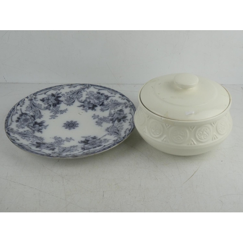 489 - An Irish Ceramics lidded bowl and an antique collectors plate.