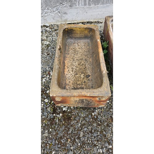 7 - A large antique/ Victorian Kilmarnock salt glazed trough/ planter, 82cm x 42cm x 23cm.