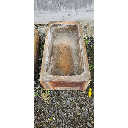 8 - A large antique/ Victorian Kilmarnock salt glazed trough/ planter, 81cm x 43cm x 23cm.