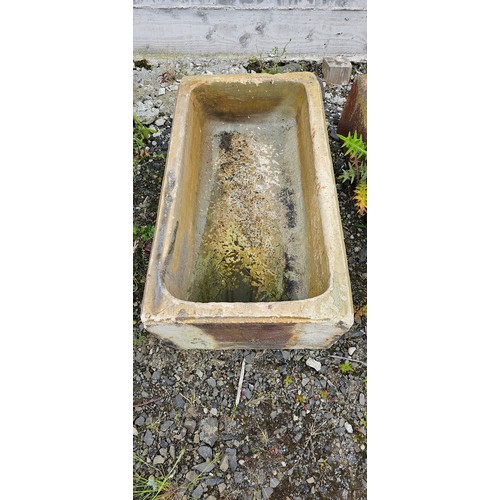 9 - A large antique/ Victorian salt glazed trough/ planter, 82cm x 44cm x 23cm.