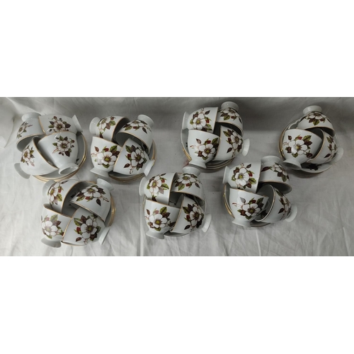 202 - A large vintage floral patterned Polish tea set.