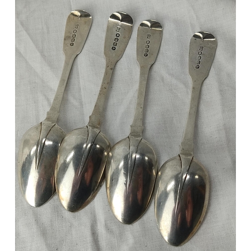 205 - A set of four antique Irish silver teaspoons by maker William Cummins, Dublin 1835.