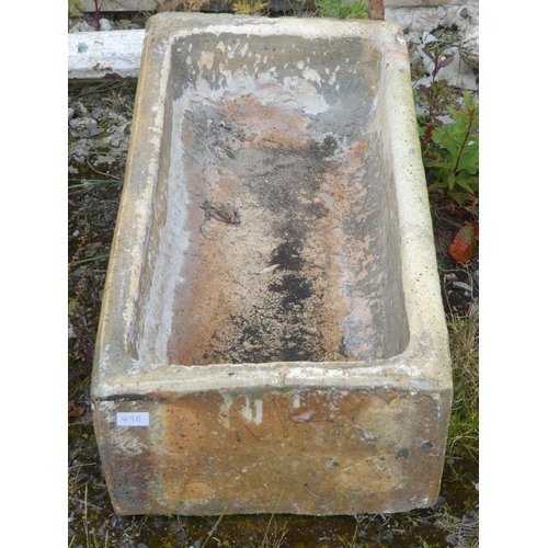 498 - A large antique/ Victorian Kilmarnock salt glazed trough/ planter, 92cm x 44cm x 24cm.