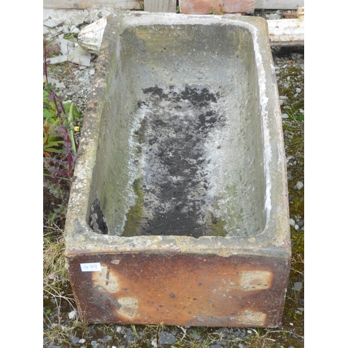 499 - A large antique salt glazed trough/ planter, 93cm x 45cm x 23cm.