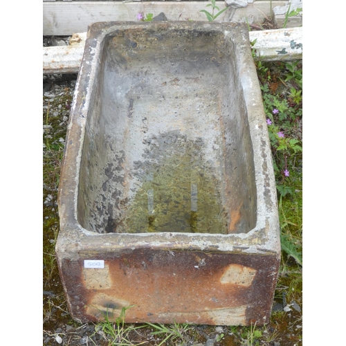 500 - A large antique/ Victorian Kilmarnock salt glazed trough/ planter, 91cm x 44cm x 24cm.