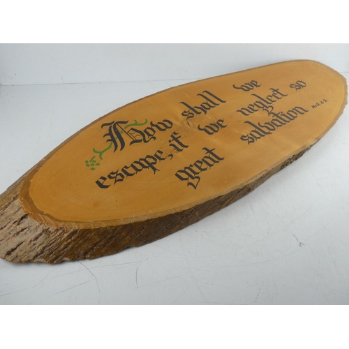 193 - A large vintage wooden religious plaque. 78x28cm.