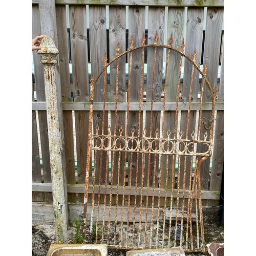 210 - A stunning set of antique cast iron gate posts, each measuring XXcm, along with original antique gat... 