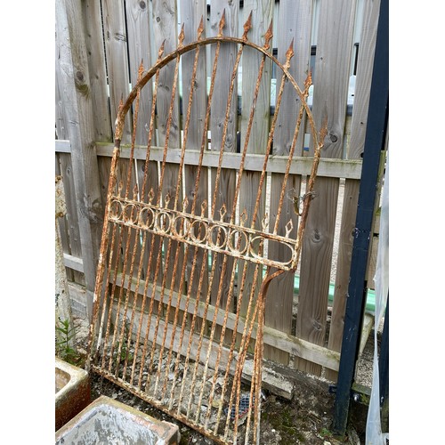 210 - A stunning set of antique cast iron gate posts, each measuring XXcm, along with original antique gat... 